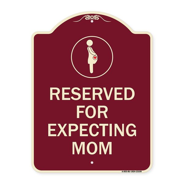 Signmission Reserved for Expecting Mom W/ Graphic Heavy-Gauge Aluminum Sign, 18" L, 24" H, BU-1824-23199 A-DES-BU-1824-23199